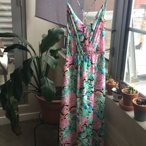 Yumi Kim floral cross-back silk maxi. Size S.